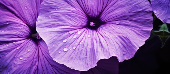 Petunia in a soft violet hue displaying intricate purple veins against a suitable copy space image