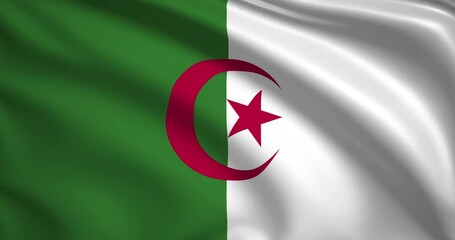 flag of Algeria. Algerian flag background. 4k 60FPS