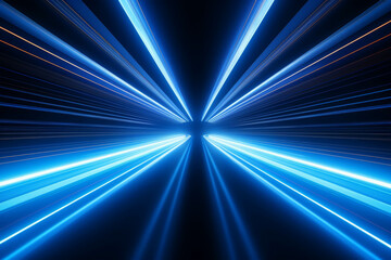 Dynamic abstract blue light streaks on a black background, resembling speed, motion, and futuristic energy.