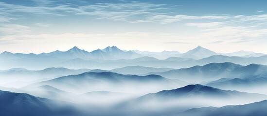 Misty mountains with a serene backdrop for solitary souls offering a soothing view ideal for a copy space image