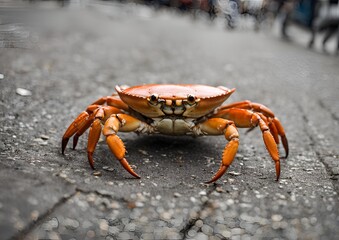 Crab on the pavement.