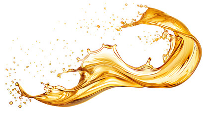Fototapeta premium Splash of cooking oil juice beer gold liquid transparent background isolated