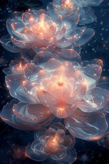 Group of White Flowers Floating on Water