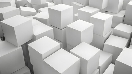 Obraz premium Random shifted white cube boxes block background. Generative AI.