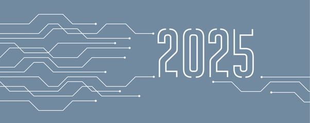 green technology banner 2025 circuit board electronics digital vector illustration EPS10