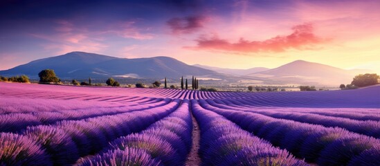 Valensole features lavender fields with a stunning landscape ideal for a copy space image