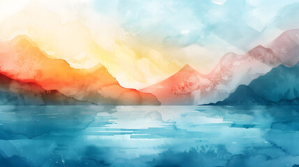 represents the limitless possibilities and horizons texture watercolor background. Generative AI.