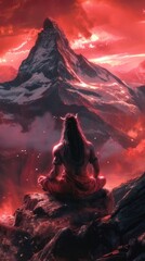 Hindu god Shiva, meditating on Mount Kailasa in the Himalayas 

