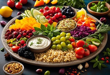 colorful mediterranean mezze platter fresh ingredients healthy eating sharing moments, antipasto, appetizer, artichokes, bites, bread, buffet, carrots