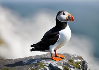 Puffin perched on a cliff.