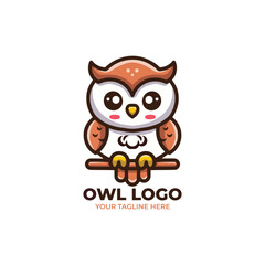 Cute Owl Logo Vector Design
