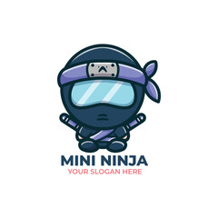 Cute Ninja Logo Vector Design