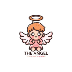 Cute Angel Logo Design Cartoon Character
