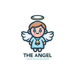 Cute Angel Logo Design Cartoon Character