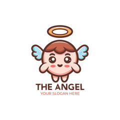Cute Angel Logo Design Cartoon Character