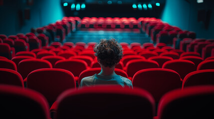 Lonely person sitting in a cinema theater