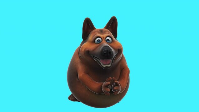 Fun 3D cartoon dog clapping (with alpha channel)