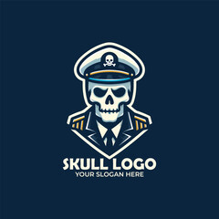 Skull Captain Logo Vector Design
