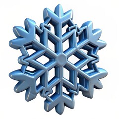 3D Render of a Snowflake Ornament, on isolated white background, Generative AI