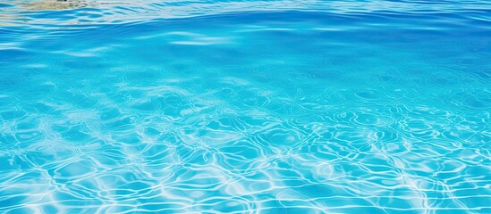 Blue swimming pool surface with water background including copy space image