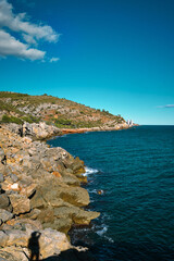 seascape coastal cliffs and blue sea