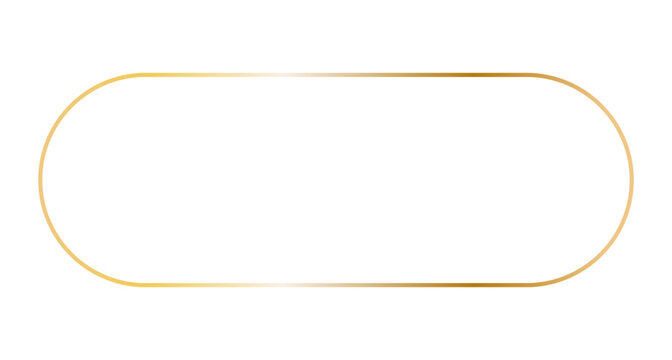 Golden long frame with rounded corners. Vector outline thin aesthetic geometric shine border for invitations design