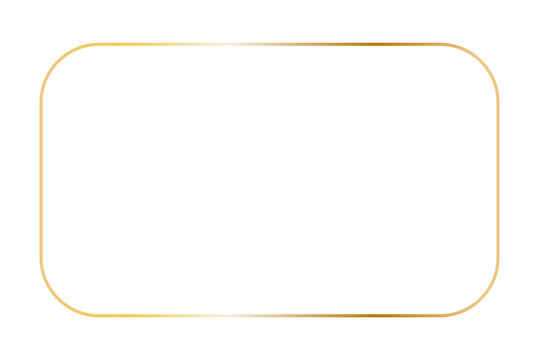 Golden rectangular frame with rounded corners. Vector outline aesthetic geometric shine border for invitations design