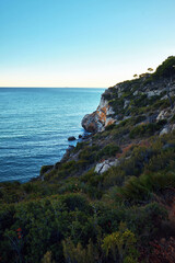 seascape coastal cliffs and blue sea