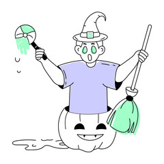 Scalable doodle mini illustration of halloween party 