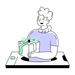 Modern doodle mini illustration of sending online gift 