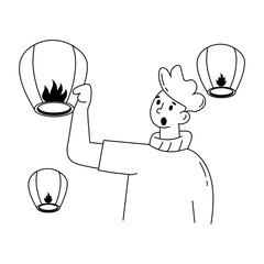 Grab this doodle mini illustration of lantern festival 