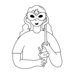 Premium doodle mini illustration of masquerade party 