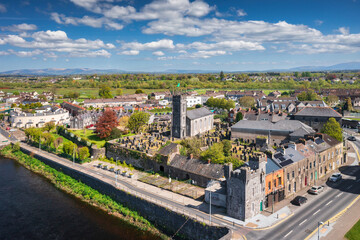 Limerick city scenery by the Shannon river, Ireland