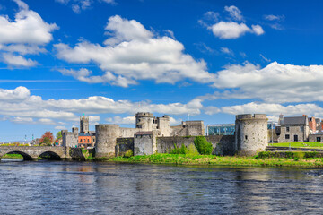 13th century King Johns Castle in Limerick by the Shannon river, Ireland