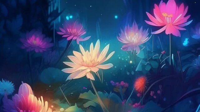 Abstract floral neon background