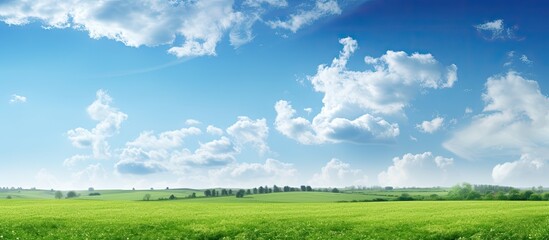 Fototapeta premium Scenic view of horizon sky and field with copy space image