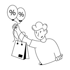 Premium doodle mini illustration of big sale 