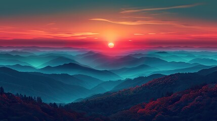 Fototapeta premium The silhouette of a mountain range, standing majestic against the backdrop of a colorful sky.