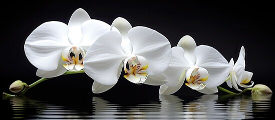 Orchid flower with white petals showcasing elegance and purity perfect for a copy space image