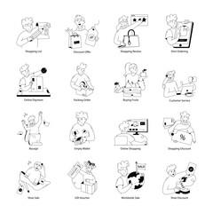 Latest Collection of Shopping Doodle Mini Illustrations 

