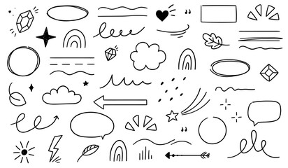 Cute Doodle pen line elements