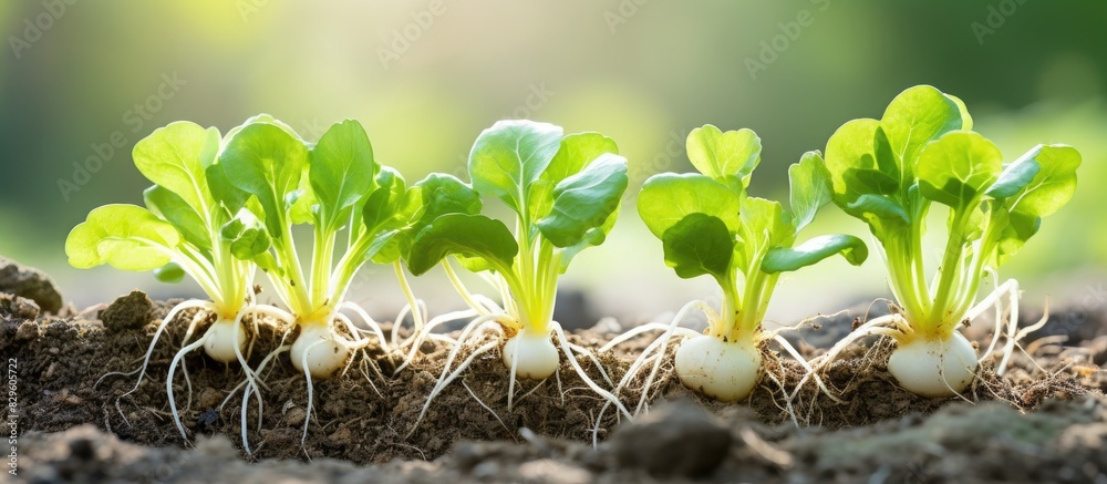 Canvas Prints Summer radish seedlings photographed in a vertical orientation with copy space image