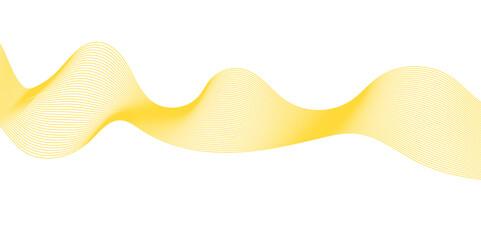 Abstract colorful yellow wave and curve lines with technology background. Abstract frequency sound wave technology and science background. Wavy banner, template design.