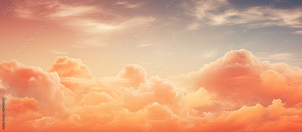 Poster Attractive abstract background featuring a cloudy orange red sunset sky with copy space image