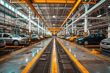 Car repair service center inside a car repair shop