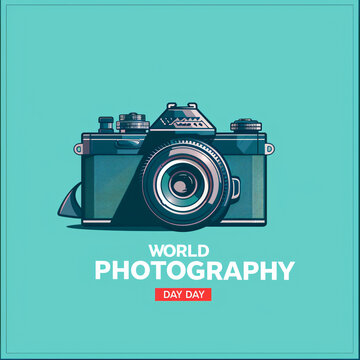 World Photography Day vector banner and logo. Celebrate Nature Photography Day with our social media post template featuring a line art camera design. Perfect for World Photography Day!
