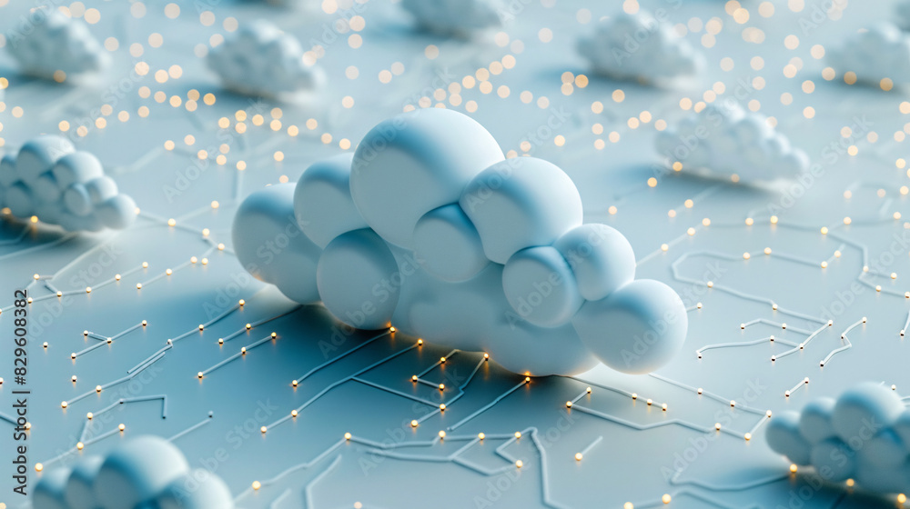 Poster cloud computing infrastructure with data centers and virtual servers