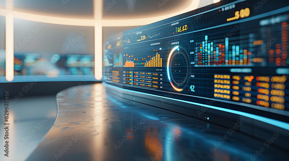 Poster digital marketing analytics with graphs and data visualization