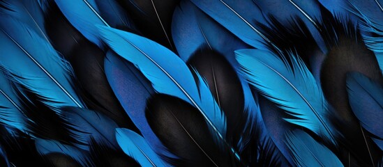 blue and black jay feathers background or texture. Copy space image. Place for adding text and design
