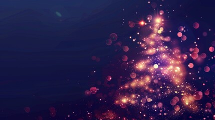 Abstract Dazzling Christmas Tree Background: Glittering Sparkles and Shimmering Particles in Festive Lights - 